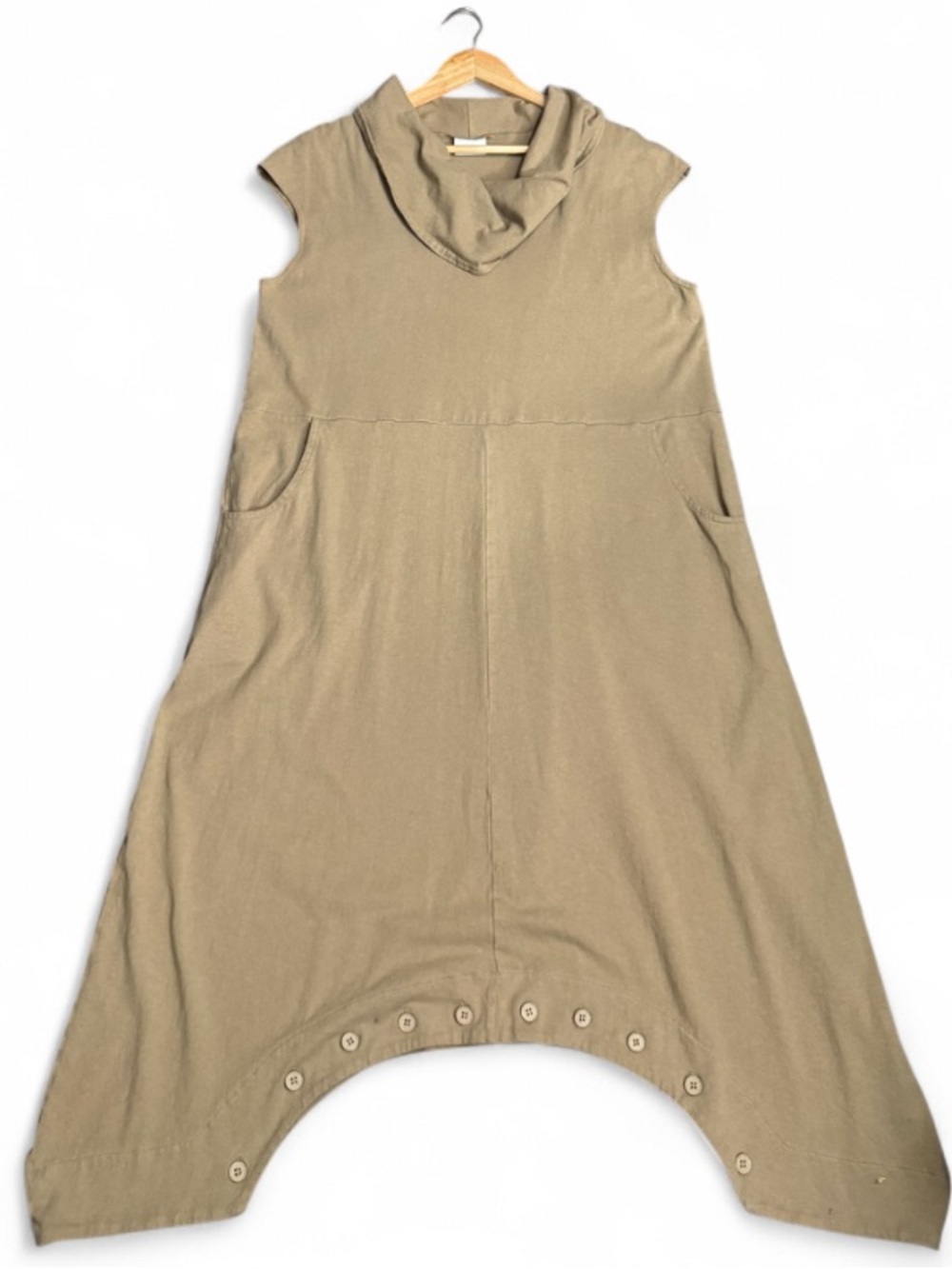Pacific Cotton By Bryn Walker Drop Crotch Harem Jumpsuit Small Lagenlook Buttons